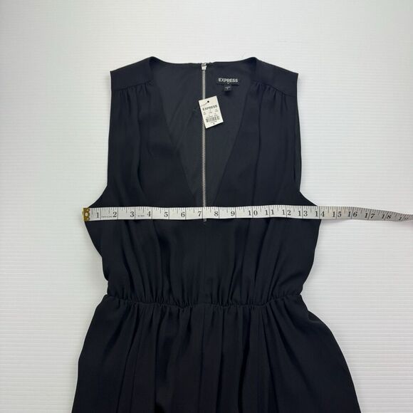 Express Black Sleeveless V Neck Open Back Dress Size 6 Lined - Picture 7 of 11